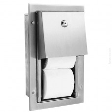 Wnękowy pojemnik na domowy papier toaletowy podwójny stal szlachetna matowa
