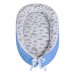 LULANDO Kokon dla dziecka, niebieski w białe groszki / biały w szare chmurki, 80x45 cm