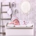 LULANDO Ręcznik kąpielowy frotte z kapturem dla niemowląt (80 x 100 cm) z myjką kąpielową, Biały / Serca Białe/Bordowe